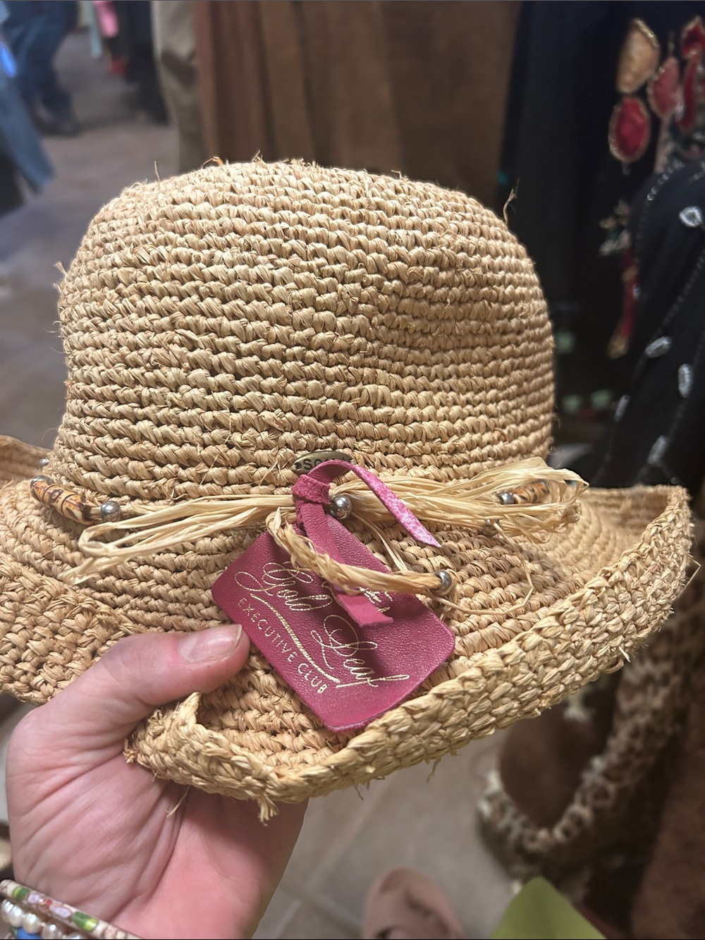 Scala Stra Sun Hat with Pink Tag and Raffia Trim - Picture 1 of 3